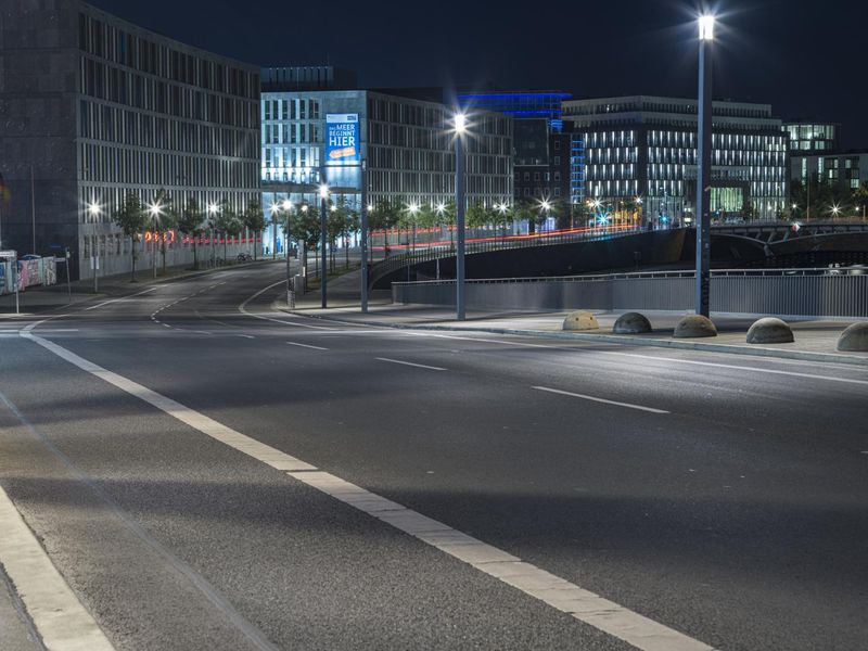 Empty Street in Berlin at Night HDRi Maps and Backplates