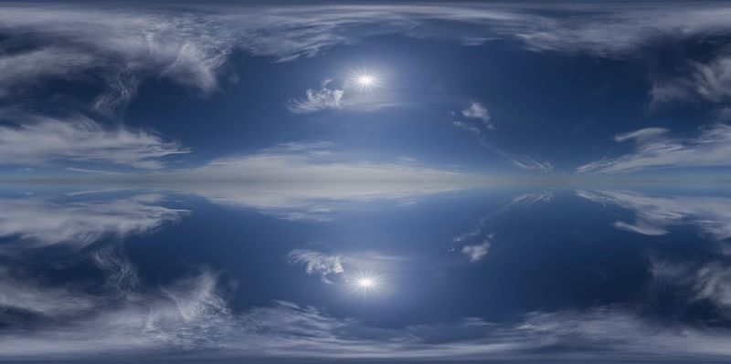 Endless Open Space under Sunlit Sky Dome HDRi Maps and Backplates