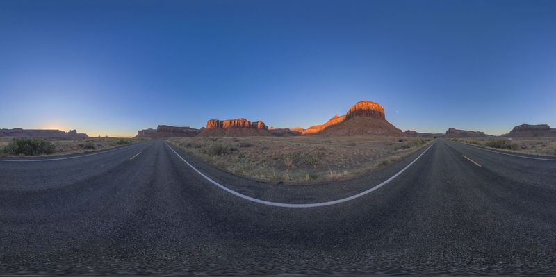 Endless Road Through a Rugged Desert Landscape HDRi Maps and Backplates