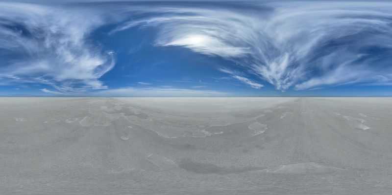 Endless Salt Flat Under a Sunny Sky HDRi Maps and Backplates