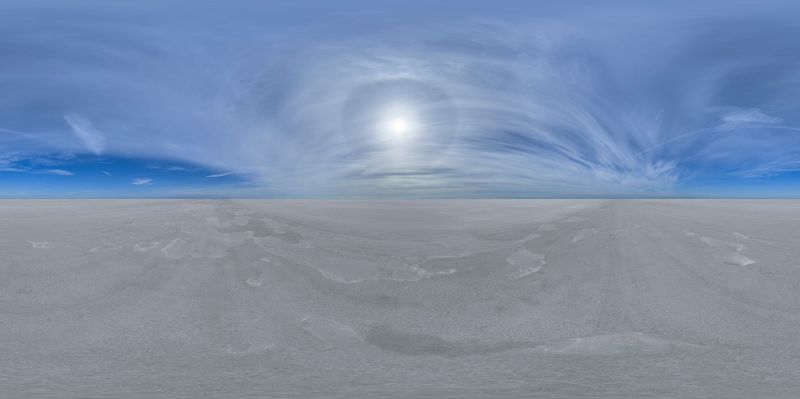 Endless Salt Flats and Salt Lake Under a Clear Sky HDRi Maps and Backplates