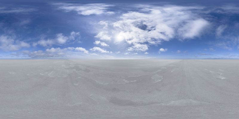 Endless Salt Lake Landscape Under Clear Sky HDRi Maps and Backplates
