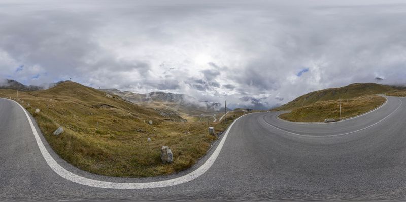 Europe's Mountain Highway: A Cloudy Day Adventure HDRi Maps and Backplates