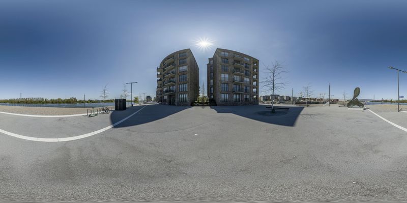 European City: A Building in a Parking Lot HDRi Maps and Backplates