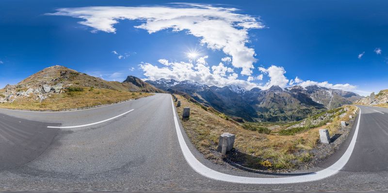 European Landscape: Road with Mountain View HDRi Maps and Backplates