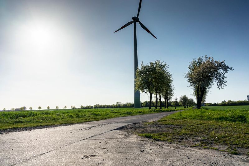 Scenic Landscape of Rural Germany with Windmill and Clear Sky HDRi Maps ...