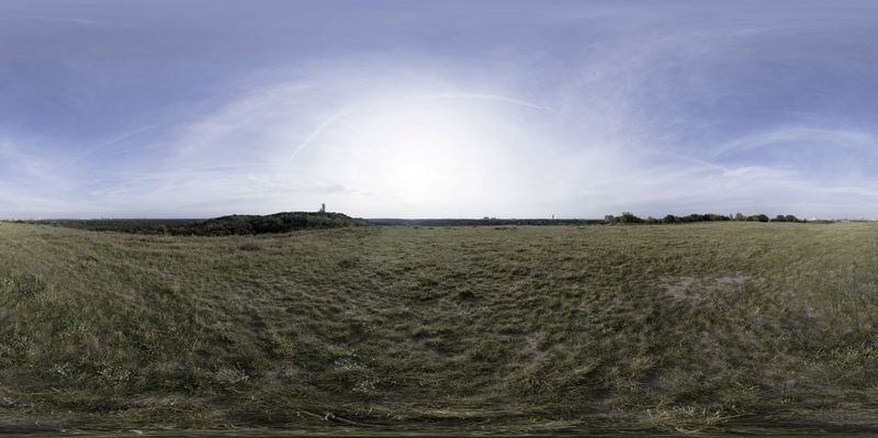 German Rural Park: Clouds Over Grassy Hills HDRi Maps and Backplates