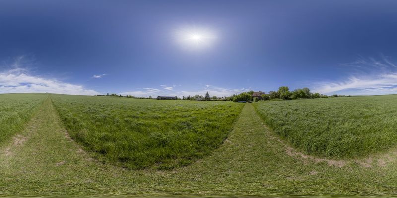 Germany Landscape: Houses Against a Clear Sky HDRi Maps and Backplates