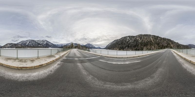 Panoramic View of Road and Mountains in Germany HDRi Maps and Backplates