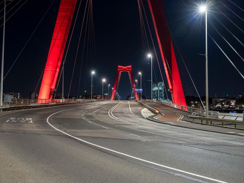 Holland Red Bridge Highway at Night - HDRi Maps and Backplates