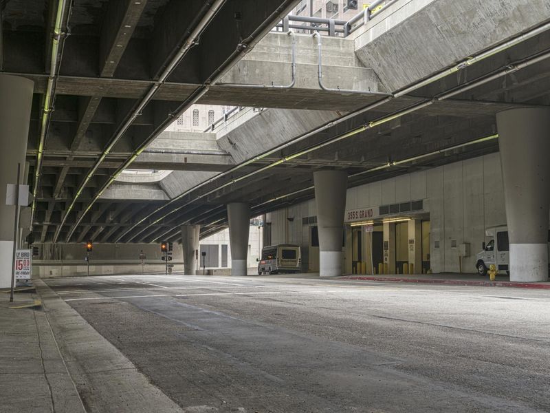 Empty Parking Garage in Los Angeles, California, USA with Concrete