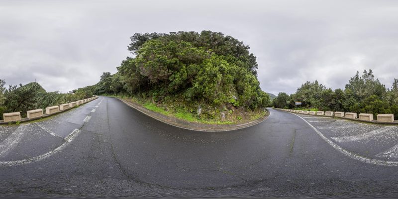 Lush Green Landscapes: A Road in Tenerife, Spain HDRi Maps and Backplates