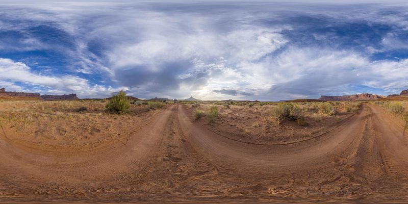 Majestic Utah: A Desert Road Surrounded by Trees and Clouds HDRi Maps ...