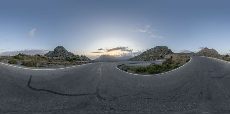 Majorca, Spain: Road with Armco Barrier at Dawn HDRi Maps and Backplates