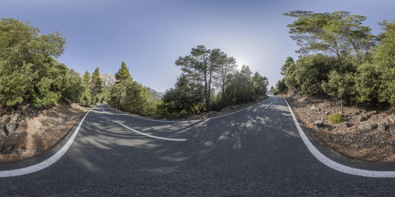 Straight Road in Mallorca, Balearic Islands HDRi Maps and Backplates