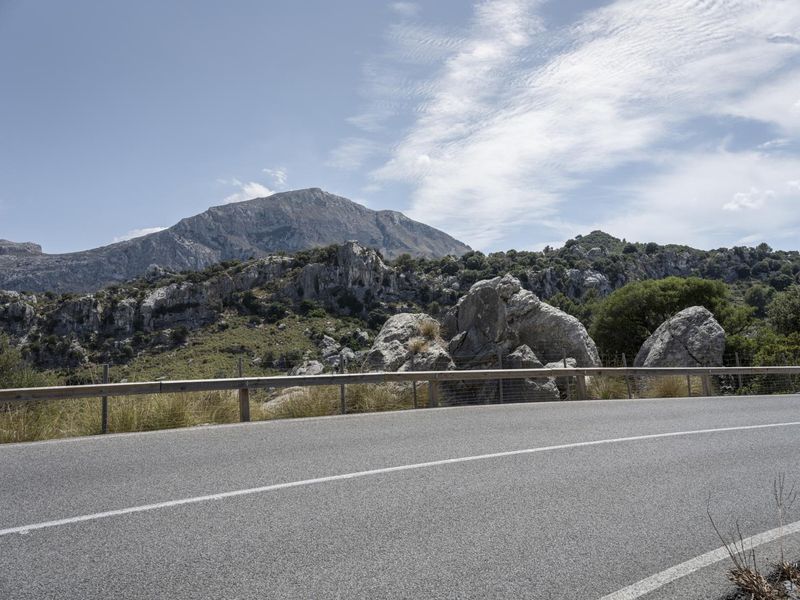 Mallorca Road with Asphalt in Mountain Landscape HDRi Maps and Backplates