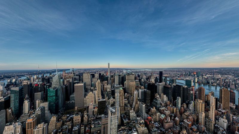 Manhattan Skyline at Dawn: An Overlook of the City HDRi Maps and Backplates