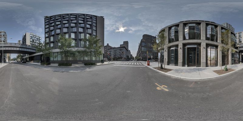 Metropolitan Area: Tall Buildings on the Street HDRi Maps and Backplates