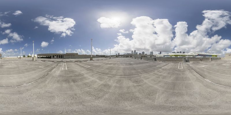 Miami Beach Urban Cityscape: An Empty Parking Lot HDRi Maps and Backplates