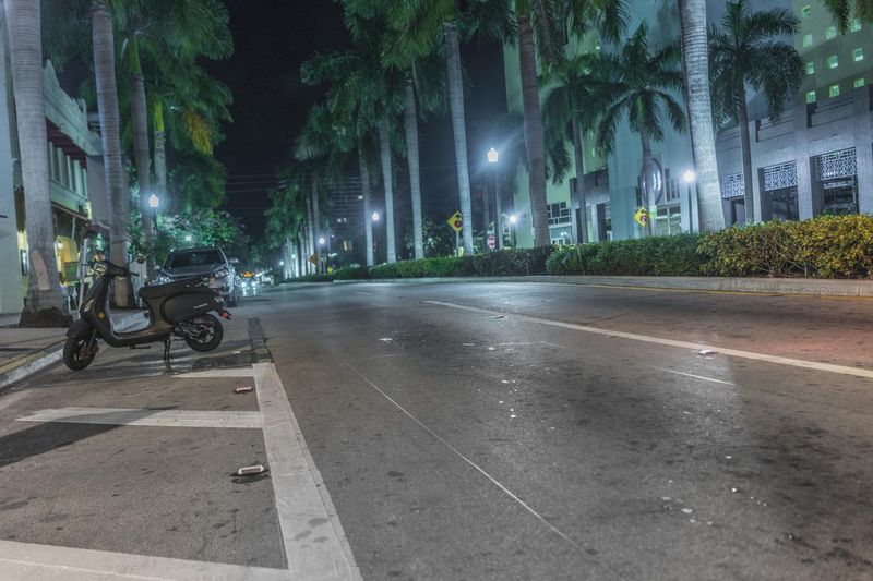 Miami Night on Empty Street, Florida, USA HDRi Maps and Backplates
