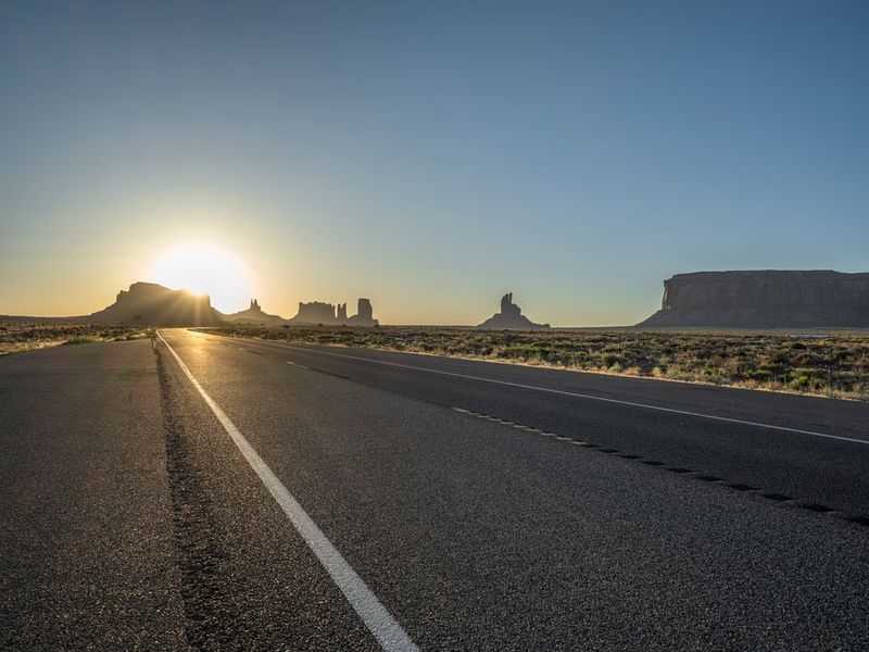 Monument Valley: Sunrise Road in Arizona & Utah HDRi Maps and Backplates