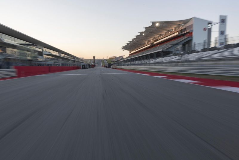 Motion Blur of Race Track at Dusk