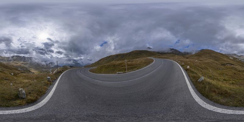 Motorcycle Ride on a Curved Road in Austria HDRi Maps and Backplates