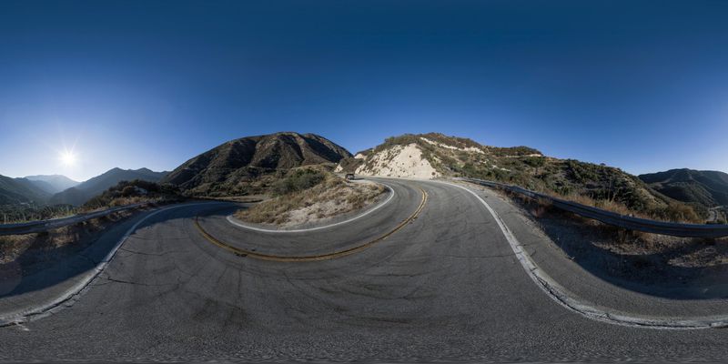 Mountain Road Curve: Winding Through Trees and Bushes HDRi Maps and ...
