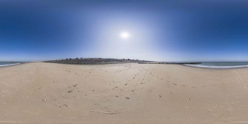 Netherlands Beach: A Clear Sky Coastal Landscape HDRi Maps and Backplates