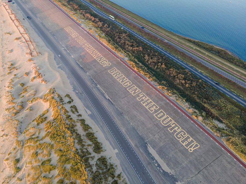 Netherlands Coastal Road Aerial View HDRi Maps and Backplates