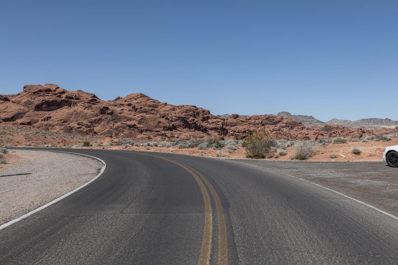 Nevada Desert Road through Red Rock Badlands HDRi Maps and Backplates