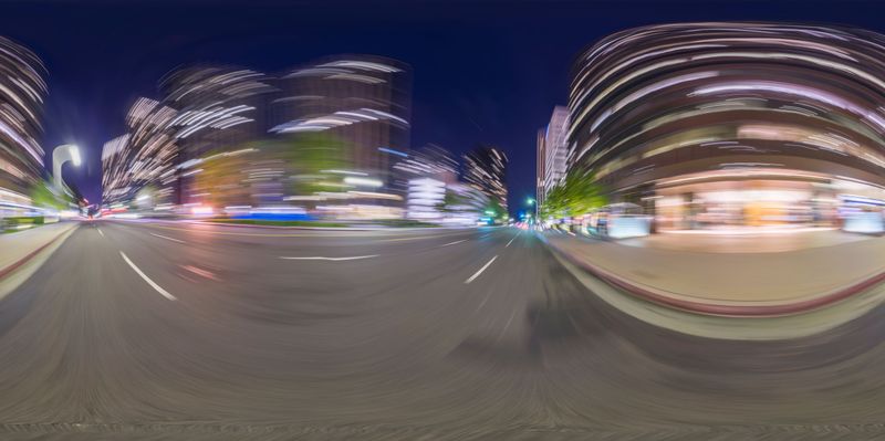 Night Time City Street in Chicago - HDRi Maps and Backplates