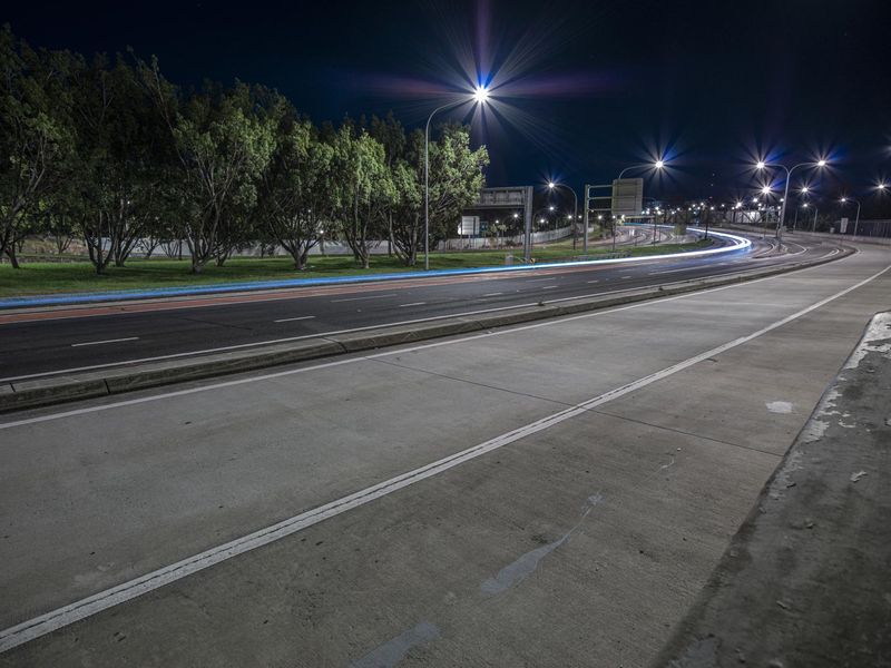 Night View of Empty Street with Urban Lights HDRi Maps and Backplates