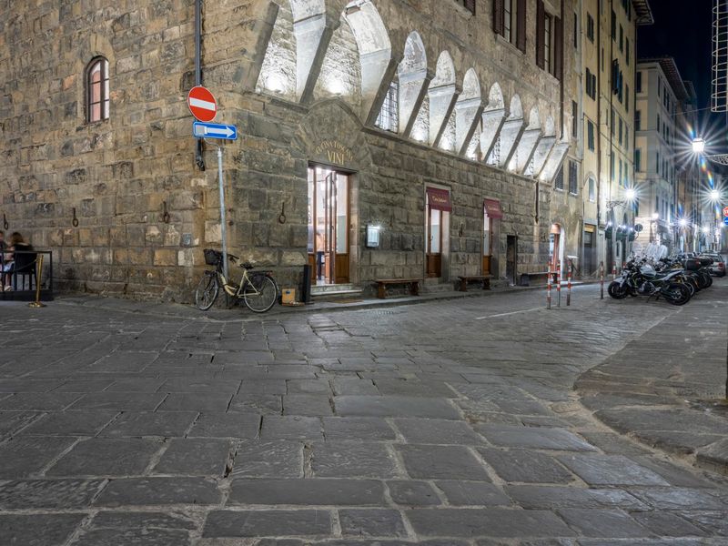 Nighttime Florence Italy Street Signs HDRi Maps and Backplates