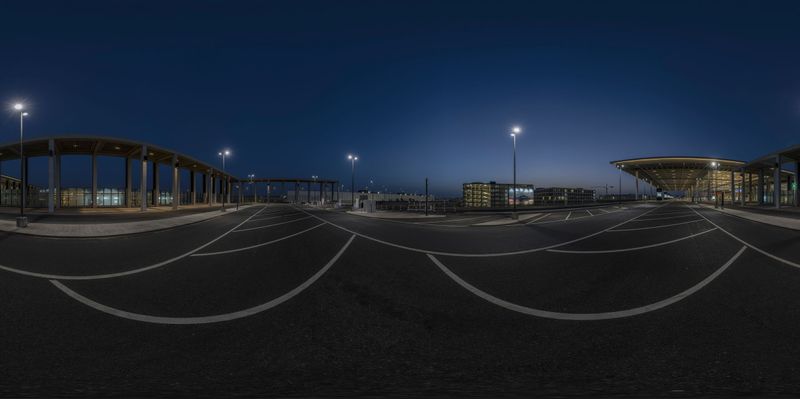 Nighttime Parking Lot in a Metropolitan Area HDRi Maps and Backplates