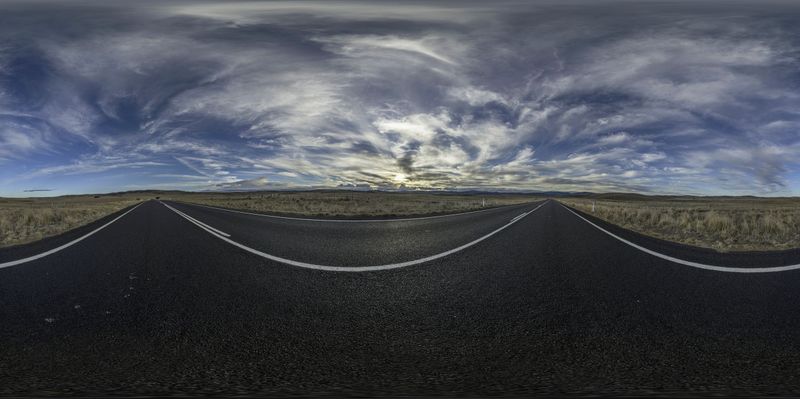 Open Road Landscape with Clouds on the Horizon HDRi Maps and Backplates