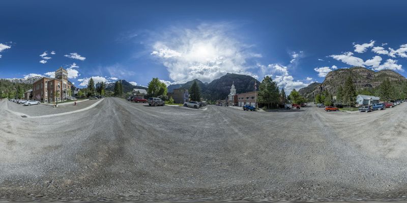 Ouray, Colorado: Parking Lot on a Sunny Day HDRi Maps and Backplates