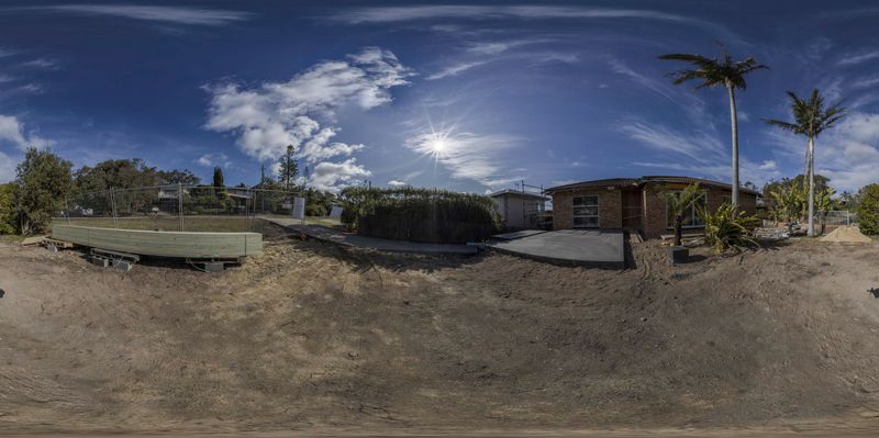 Panoramic View of an RV Parked in a Dirt Park HDRi Maps and Backplates