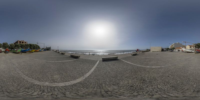 Porto: Clear Sky over Coastal Coastline HDRi Maps and Backplates
