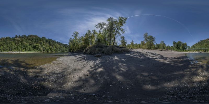 River Bank with Trees and Bridge: A Serene Landscape HDRi Maps and ...
