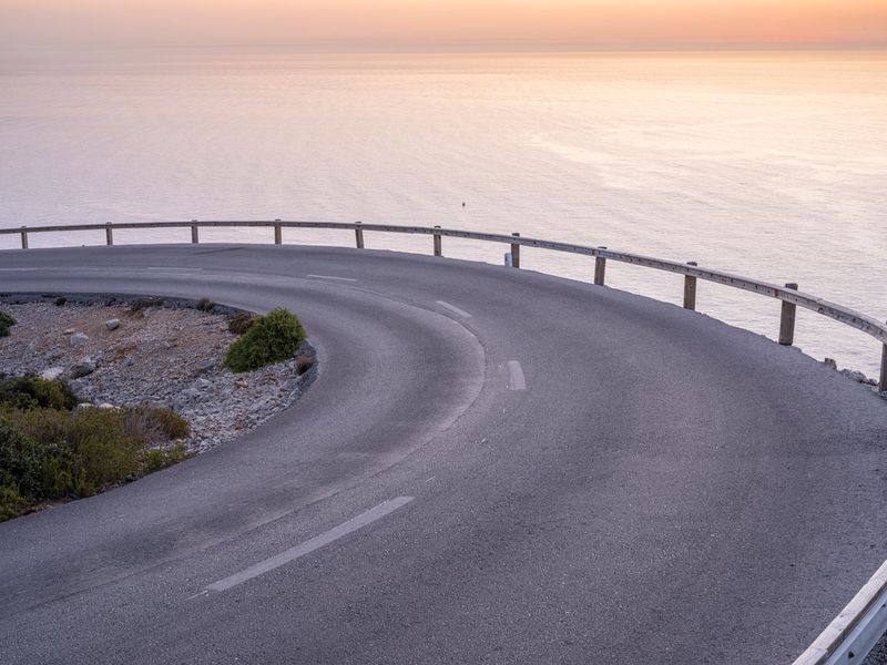 Road in Mallorca: Coastal Landscape at Dawn HDRi Maps and Backplates