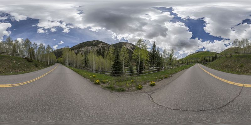 Rural Colorado Road with Aspen Trees and Mountain Views HDRi Maps and ...