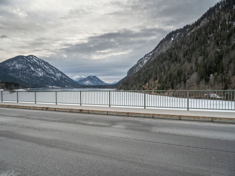 Rural Germany: Snow-Covered Mountains and Lake HDRi Maps and Backplates