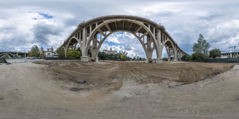 Rural Intersection Construction with Bridges HDRi Maps and Backplates
