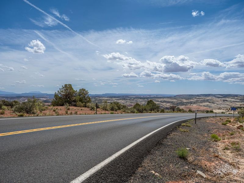 Rural Landscape in Utah: Road and Clouds HDRi Maps and Backplates