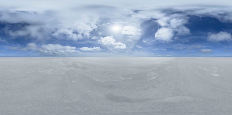 Salt Flat Under a Clear Sky with Sunshine HDRi Maps and Backplates
