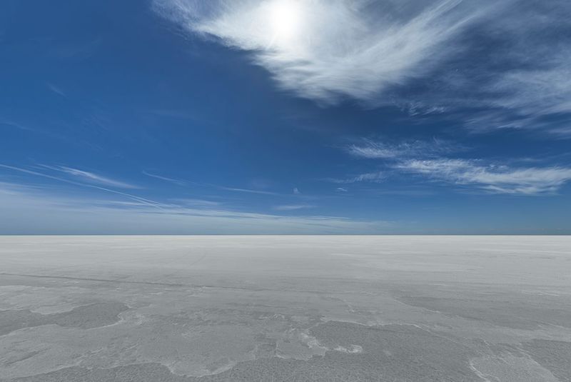 Salt Flats Under a Bright Sun with Endless Skydome HDRi Maps and Backplates