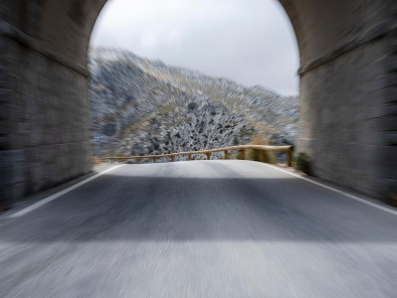 Scenic Road through Arched Stone Tunnel in Spain HDRi Maps and Backplates