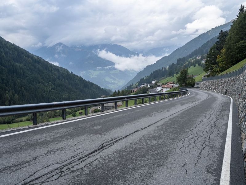 Scenic Road in Austria Landscape with Armco Barrier HDRi Maps and ...