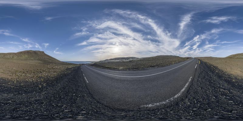 Scenic Road in Iceland: Mountain and Coastal Views HDRi Maps and Backplates